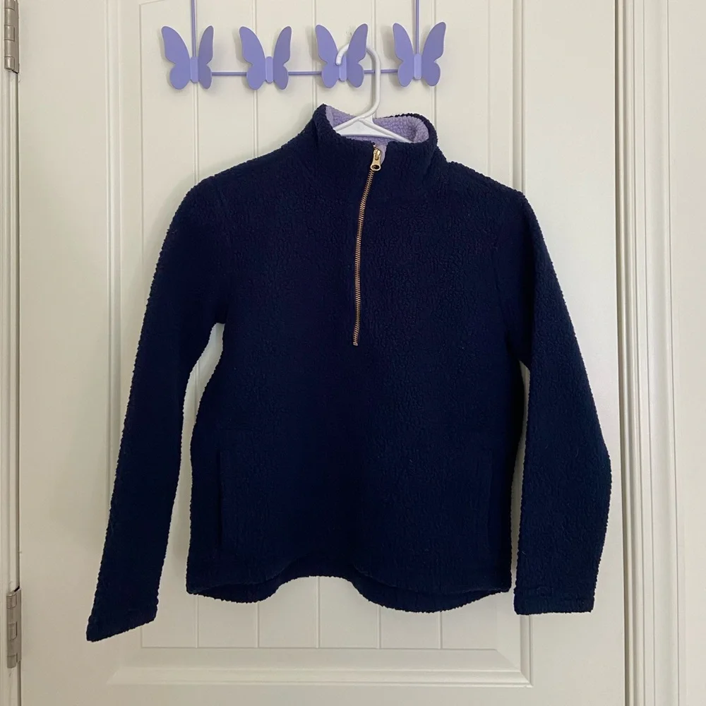EUC Old Navy girl’s navy blue quarter zip fleece pullover jacket large